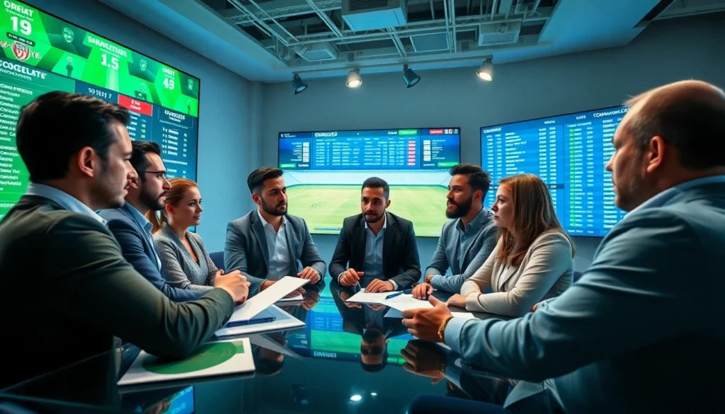 Phân tích soi kèo bóng đá trong một phòng thu sáng với các nhà phân tích chuyên nghiệp.